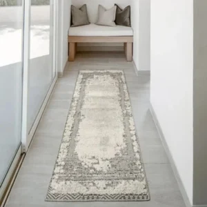 Geometric Patterned Border Runner Rugs