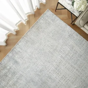 Geometric rectangle rug dining area