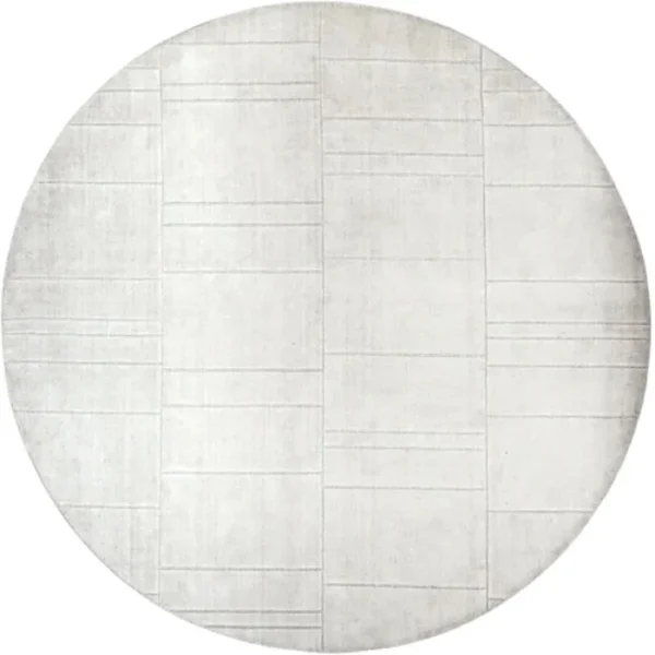 Geometric Textured White Round Rug image 1
