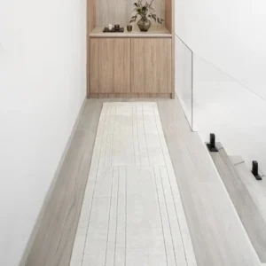 Geometric Textured White Runner Rugs