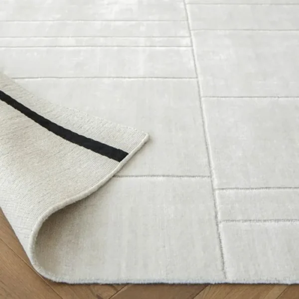 Geometric Textured White Runner Rugs image 3