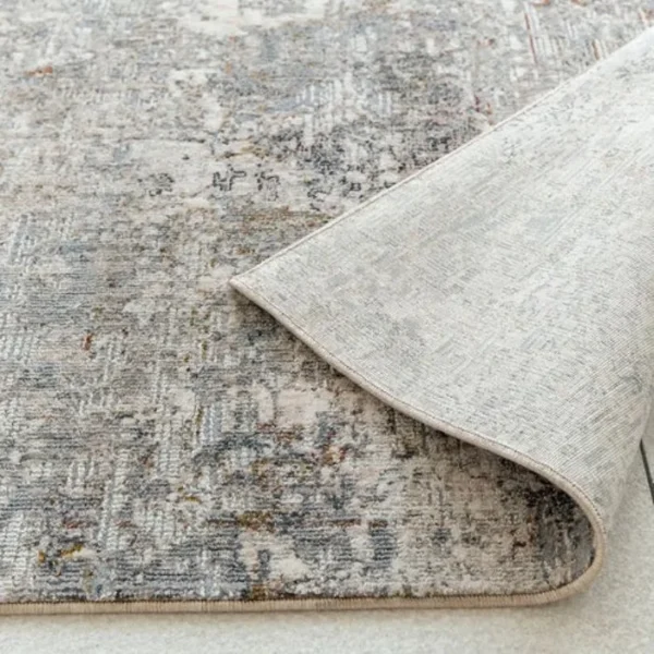 Gold And Grey Abstract Runner Rug image 1