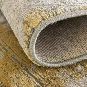 Gold And Light Grey Abstract Runner Rugs image 4