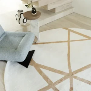 Gold Crossed Lines Round Rugs image 4