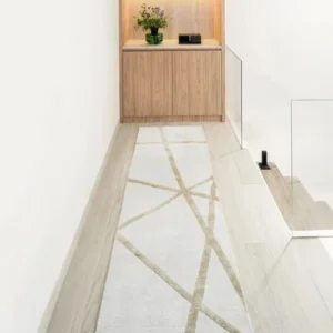 Gold Crossed Lines Runner Rug