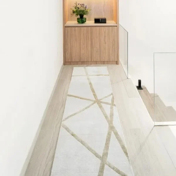 Gold Crossed Lines Runner Rug