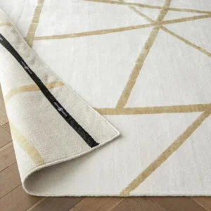 Gold Crossed Lines Runner Rug image 1
