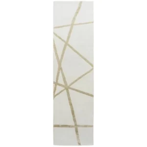 Gold Crossed Lines Runner Rugs image 2