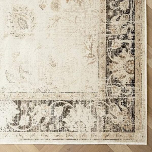 Grey and beige rug with distressed finish