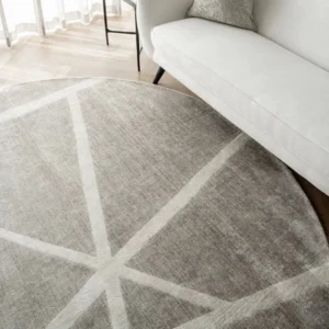 Grey Crossed Lines Round Rug image 3