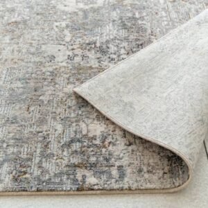 Abstract rug with grey and gold tones