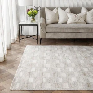 Grey Grid Patterned Rugs image 2