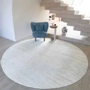 Grey Highly Textured Surface Round Rug