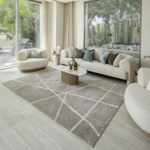 Line Textured Grey Carpet