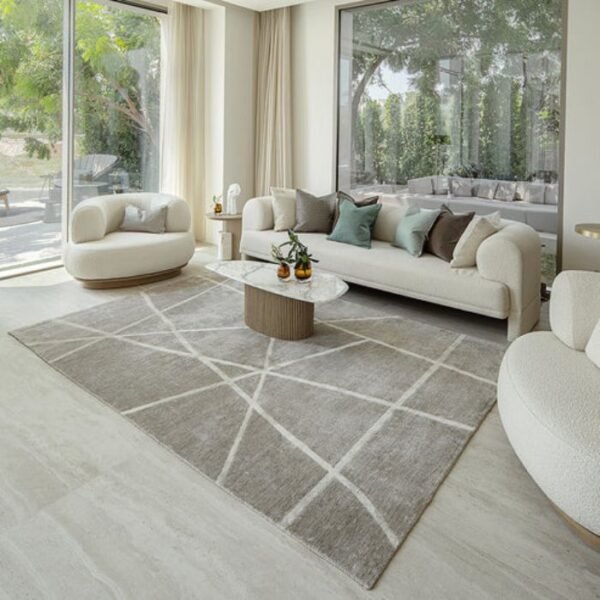 Line Textured Grey Carpet