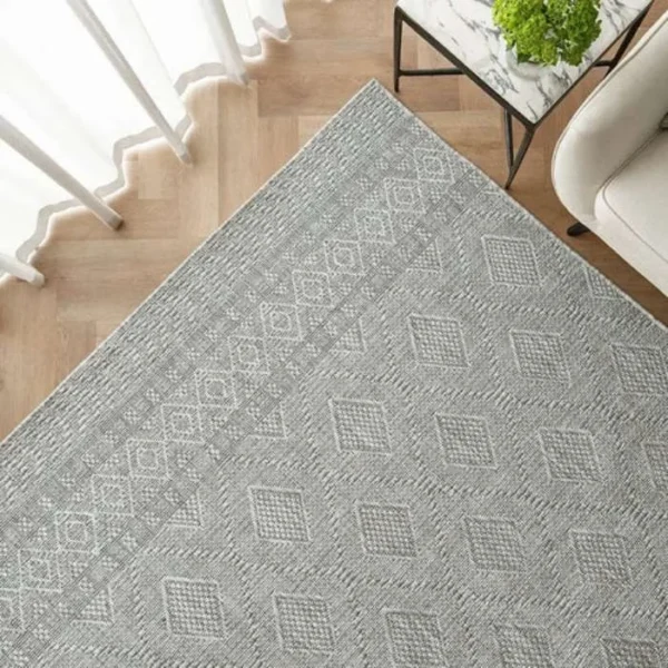 Textured Grey Diamond Rug