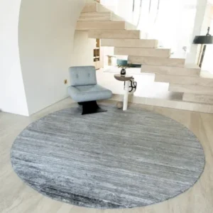 Grey Textured Surface Round Rugs