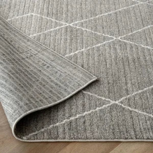 Grey Zigzag Diamond Striped Runner Rug image 1