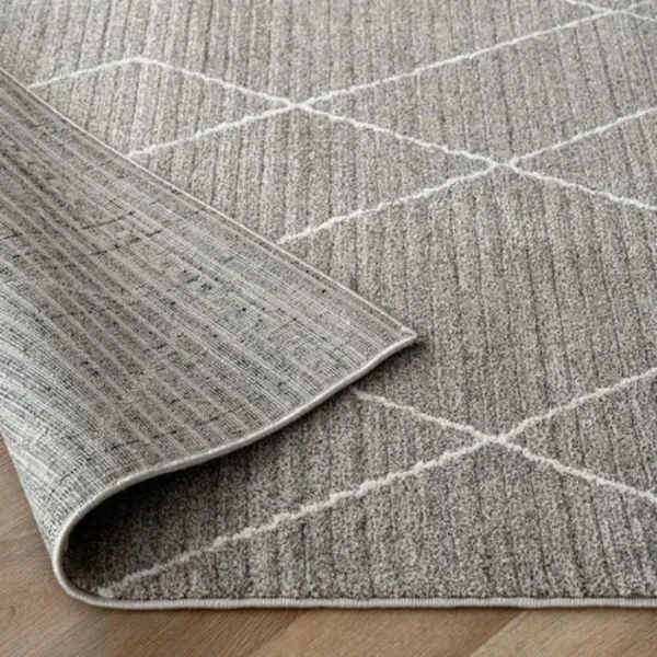 Grey Zigzag Diamond Striped Runner Rug image 1