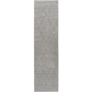 Grey Zigzag Diamond Striped Runner Rugs image 2