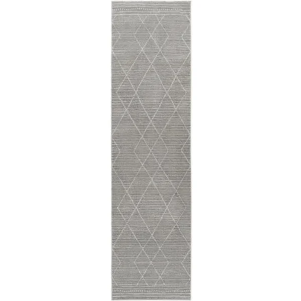 Grey Zigzag Diamond Striped Runner Rugs image 2