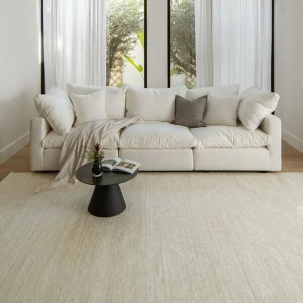 Deep pile rug with textured surface