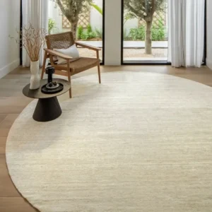 Highly Textured Surface Beige Round Rug