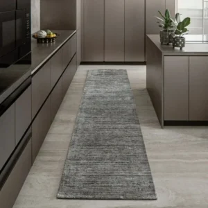 Highly Textured Surface Beige and Grey Runner Rug