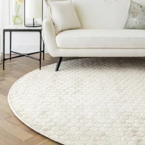Honeycomb Patterned Round Rug