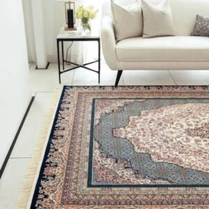 Vintage-style rug with intricate medallion layout