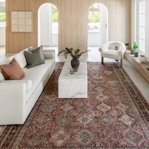 Ornate Border Diamond Pattern Rugs - Image 2