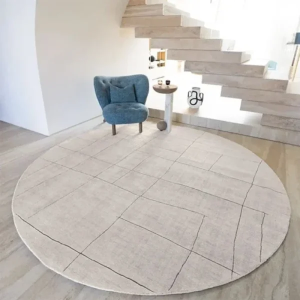 Irregular Line-drawn Patterned Round Rug