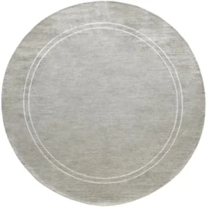 White Bordered Grey Round Rug - Image 2