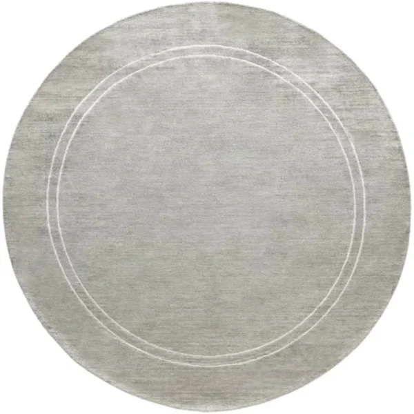 White Bordered Grey Round Rug - Image 2