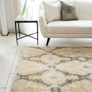 Light beige rug with ivory detailing