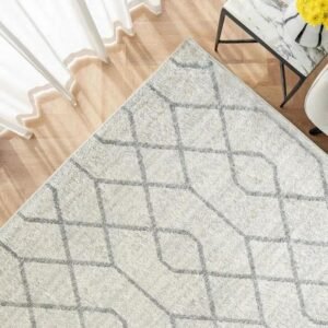 Ivory Grey Intertwined Patterned Rugs image 3