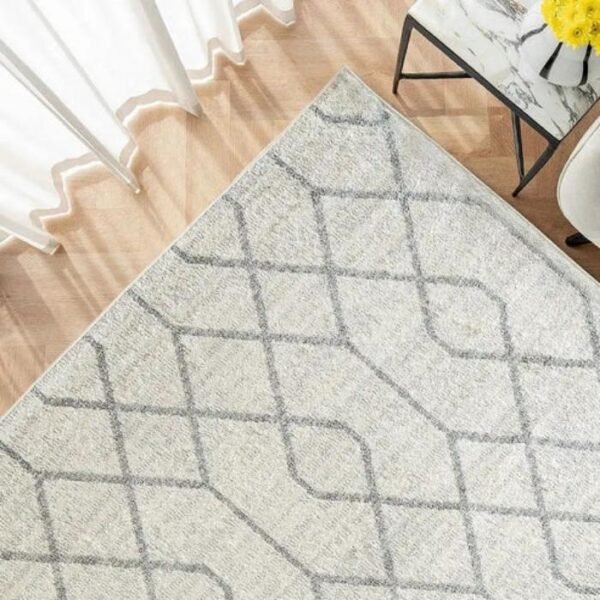 Ivory Grey Intertwined Patterned Rugs image 3