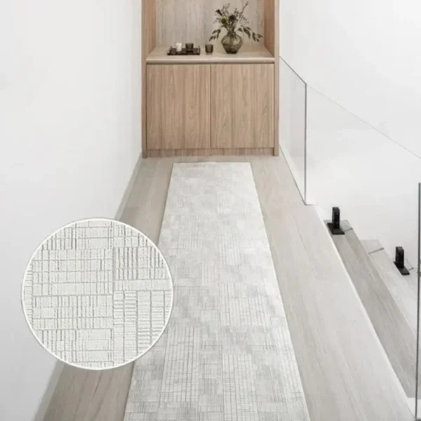 Ivory Grey Luxe Block Runner Rugs