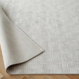Ivory Grey Luxe Block Runner Rugs image 3