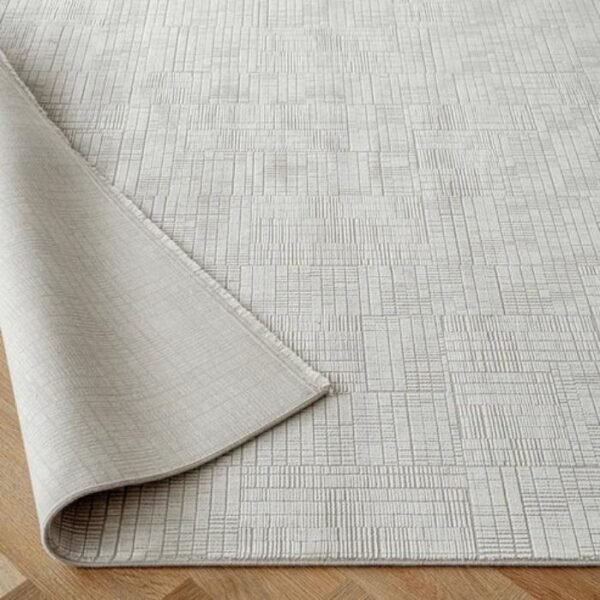 Ivory Grey Luxe Block Runner Rugs image 3