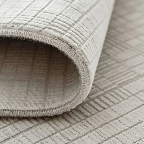 Ivory Grey Luxe Block Runner Rugs image 4