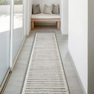 Ivory Runner Rug – Clean Lines with Zigzag Touch image 3