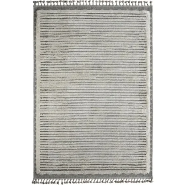 Modern Ivory Striped Rug
