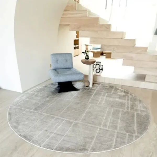 Light Grey Line Pattern Round Rugs