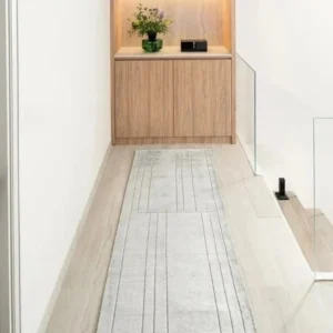 Light Grey Line Pattern Runner Rugs