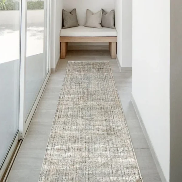 Light Grey Stripped Base Fade Blurred Runner Rugs