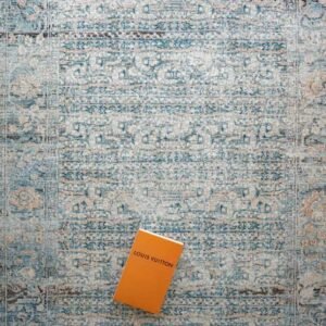 Folded faded medallion area rug