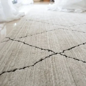Line Patterned Taupe Round Rug image 3