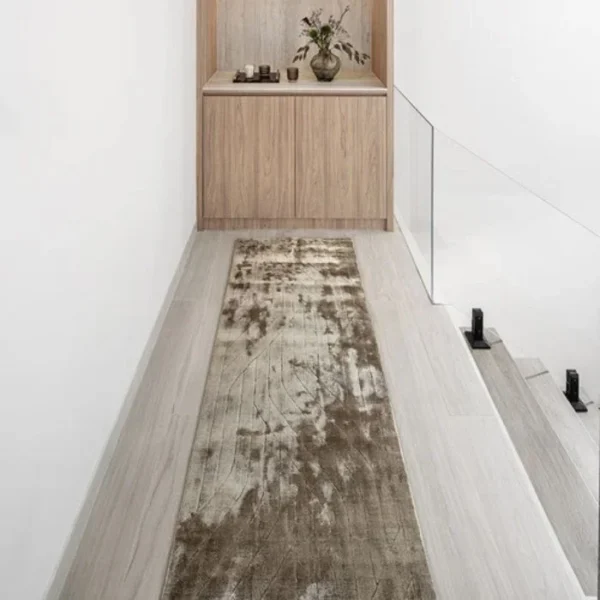 Line Patterned Taupe Runner Rugs