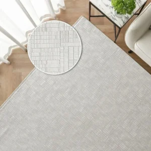 Rug in modern neutral-tone living room